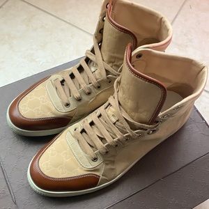 MENS GUCCI SNEAKER VINTAGE CREAM & BROWN SIZE 11